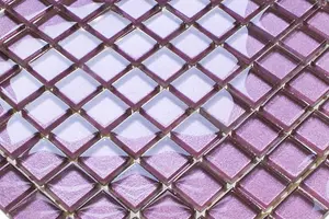 Glass mosaic on mesh for bathroom or kitchen 300mm x 300mm - Pink Agata