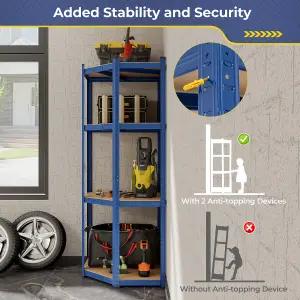 Costway 4-Tier Corner Metal Shelving Unit Adjustable Garage Storage Utility Rack 720KG