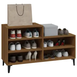 Berkfield Shoe Cabinet Brown Oak 102x36x60 cm Engineered Wood