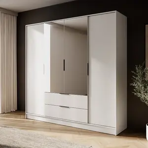  Luxurious Cashmere Kelly Wardrobe: 206cm of Mirrored Elegance for Modern Bedrooms