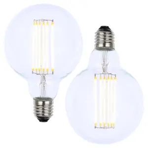 Litecraft E27 6W Pack of 2 Warm White Vintage Filament Globe LED Light Bulbs