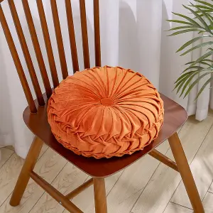 Orange Round Velvet Throw Pillow Sofa Cushion Decorative  35cm