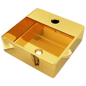 Berkfield Wash Basin with Faucet Hole 38x30x11.5 cm Ceramic Gold