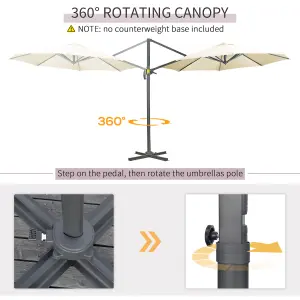 Outsunny 3 x 3(m) Cantilever Parasol with Cross Base, Garden Umbrella with 360 Rotation, Cream White,Please Use Weights Over 60kg