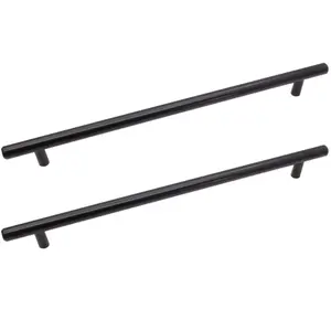 AFIT T-Bar Black Cabinet Cupboard D Handle - 316 x 12mm 256mm Centres - Pack of 2