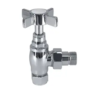 Rinse Bathrooms 15mm Traditional Chrome Angled Bathroom Radiator Valves Towel Rail Valves Pair for Central Heating