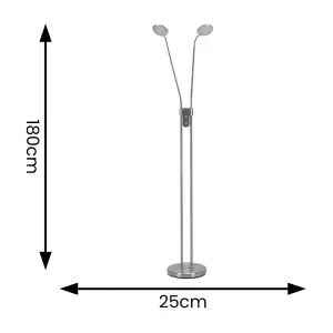 ValueLights Beata Brushed Chrome Integrated LED 2 Way Floor Lamp