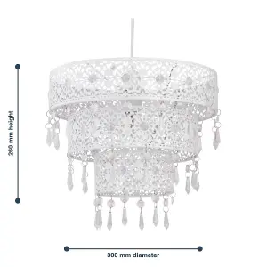 First Choice Lighting White Moroccan Styled Tiered Light Shade