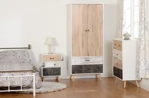 Nordic 3+2 Drawer Chest in White Distressed Effect