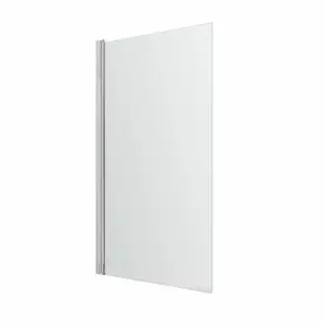 Neo Straight Clear glass Chrome effect frame Bath screen, (W) 780mm (H) 1400mm