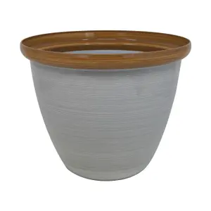 25cm Honey Pot Planter Cream Beige Gloss Round Plastic Plant Flower Garden Patio