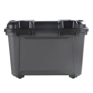 Ezy Storage Bunker tough Black 55L Medium Stackable Wheeled Storage box with Lid