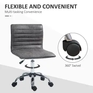 HOMCOM Armless Mid-Back Adjustable Office Chair with 360 Swivel Grey