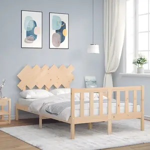 Berkfield Bed Frame with Headboard Small Double Solid Wood