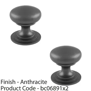 2 PACK - Victorian Tiered Door Knob - 32mm Anthracite Grey Cabinet Pull Handle Round Rose