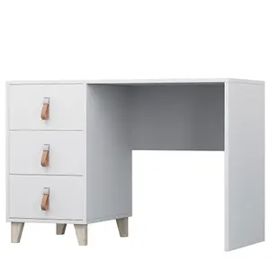 Stylish Figo White Matt Computer Desk H750mm W1100mm D560mm - Modern Design with Three Drawers