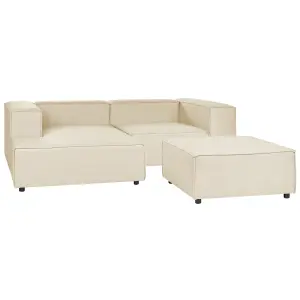 Corner Sofa with Ottoman APRICA Beige 2 Seater Right Hand