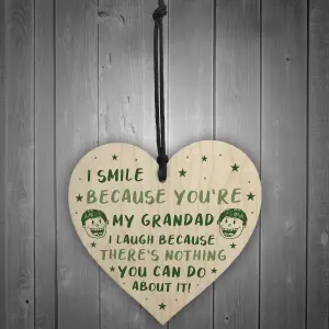 Red Ocean Funny Grandad Gift For Fathers Day Novelty Wooden Heart Sign Gift For Grandad Gifts For Him