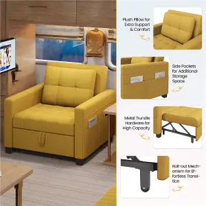 Yaheetech 3-in-1 Convertible Sleeper Sofa Bed Chair Yellow