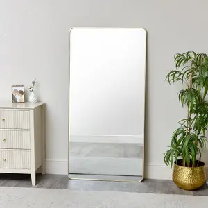 Melody Maison Large Gold Curved Framed Wall / Leaner Mirror 160cm x 80cm