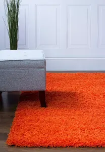 Orange Thick Shaggy Rug - California - 140x200cm (4'6" x 6'6")