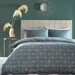 furn. Bee Deco Geometric Reversible Duvet Cover Set