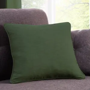 Sorbonne Luxury Plain Dyed 100% Cotton Bottle Green Filled Cushion