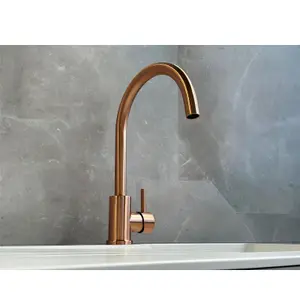 Liquida W06CP Swan Neck Monobloc Single Lever Copper Kitchen Mixer Tap