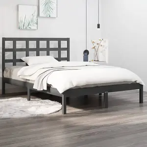 Berkfield Bed Frame Grey Solid Wood 120x200 cm