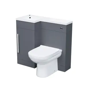 Nes Home Velanal 900mm Left Hand Matt Grey Basin Vanity, WC Unit & Back To Wall Toilet