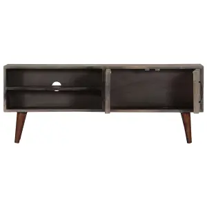 Berkfield TV Cabinet Grey 130x30x46 cm Solid Rough Mango Wood