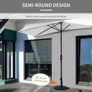 Outsunny 9kg Half Round Parasol Base Heavy Duty Weighted Umbrella Holder Stand