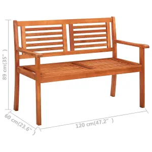 Berkfield 2-Seater Garden Bench 120 cm Solid Eucalyptus Wood