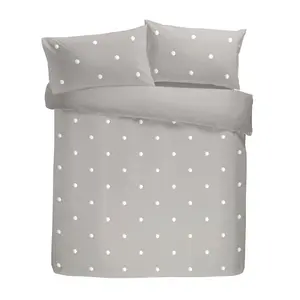 Dot Garden Cotton Solid Colour Duvet Cover Set with Pillowcases Silver/White Dots / King Duvet Cover + 2 Standard Pillowcases