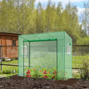 Costway 200 x 77 x 169 cm Mini Greenhouse Outdoor Walk-in Greenhouse w/ PE Cover Garden Warm House