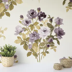 Wallquest Rose Bouquet Purple Wallpaper Floral Flowers Botanical Acrylic Coated