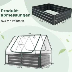 Costway Outdoor Mini Greenhouse w/ Roll-up Zipper Doors & Raised Garden Bed 127 x 95 x 93 cm