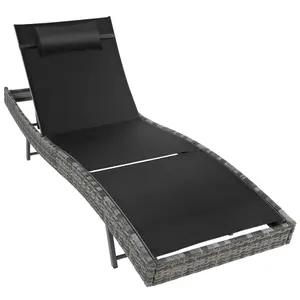 Sun Lounger Delphine - 5-step adjustable backrest, durable and UV-resistant - dark grey