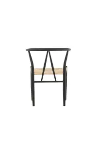 Alfons Black Wooden Rattan Dining Chair , Black