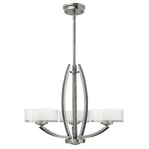 3 Bulb Chandelier Hanging Pendant Ceiling Light Brushed Nickel LED G9 3.5W Bulb