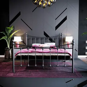 Vida Designs Paris Black 4ft6 Double Metal Bed Frame, 190 x 135cm