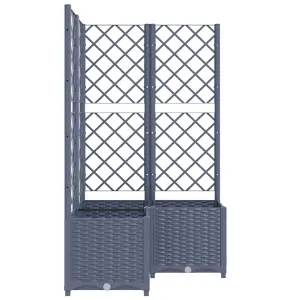 Berkfield Garden Planter with Trellis Dark Grey 80x80x136 cm PP