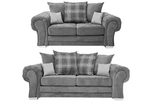 Verona 3&2 Seater Sofa Set Chenille Fabric Grey