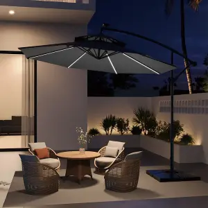 Double-Top Cantilever Parasol with Lights and Parasol Base