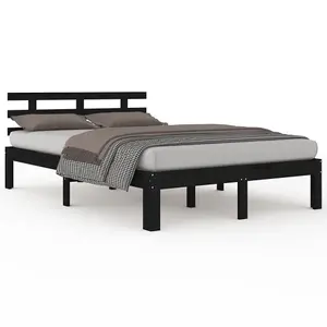 Berkfield Bed Frame Black Solid Wood 150x200 cm King Size