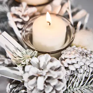 Morning Frost Four Table Centrepiece Christmas Decoration Candle Holder Tealight Holders