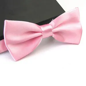 Baby Pink Satin Polyester Bow Tie for Casual & Formal Wear, Wedding Party Accessory