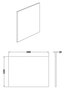 700mm Square MFC Reversible Shower Bath - Woodgrain Anthracite