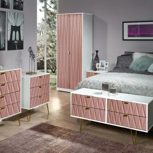 Diamond Ready assembled Contemporary Pink & white 2 Drawer Double Wardrobe (H)1970mm (W)740mm (D)530mm