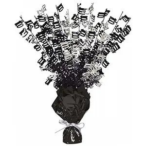 Unique Party Glitz 100th Birthday Balloon Weight Centrepiece Black/Silver (One Size)